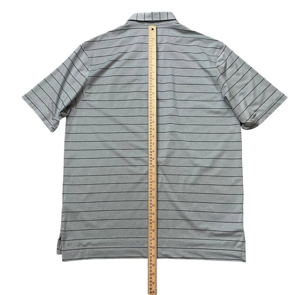Footjoy Shirt Men's Large Gray Striped Short Sleeve Golf Polo Shirt Stretch Logo - Picture 9 of 10